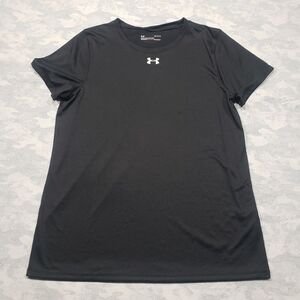 Under Armour Top Womens Large Black Loose Fit Heatgear Short Sleeve Sheer‎